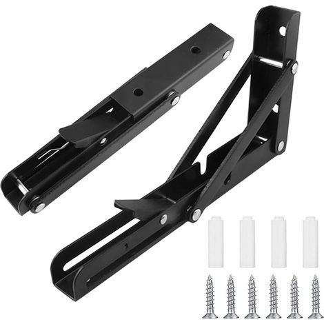 Équerre Pliant Support Console Pliable En Acier Inoxydable, Supports D' étagères Pliants Charge, Lourds Support Console Pliable Rétractable, Pour Garage, Cuisine, Chambre(25cm, 2Pièces) (1/5)