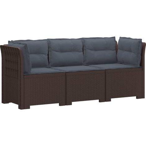 Maison Exclusive - 3-Sitzer Garten Sofa mit Kissen Rattan-Look PP (1/5)