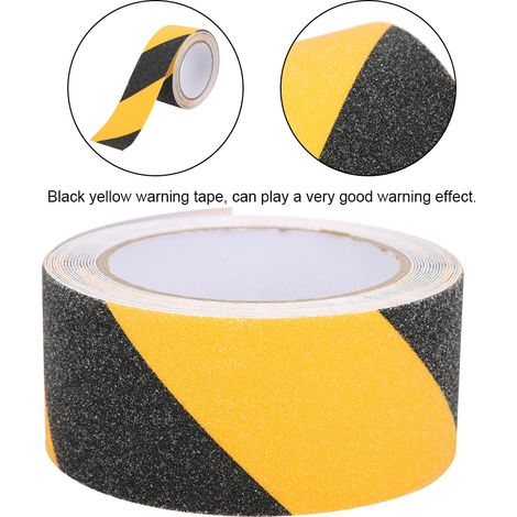 Ruban antidérapant noir et jaune, ruban de signalisation de sol dépoli imperméable, ruban antidérapant résistant à l'usure (1/5)