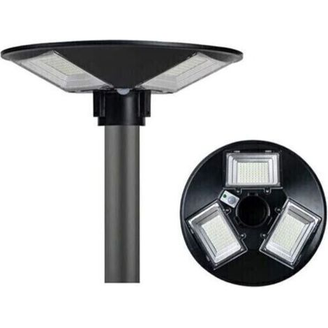 LAMPIONE STRADALE LED CON PANNELLO SOLARE CREPUSCOLARE 150W LUCE FREDDA IP66 UFO