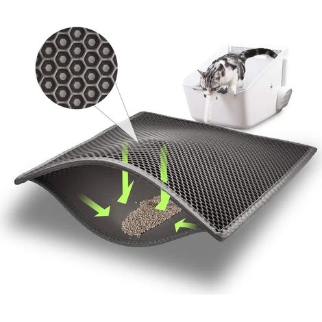 Katzenstreubox Matte Honigwaben-Design Wasserdichte doppelte Schicht Katzenstreupad (1/4)