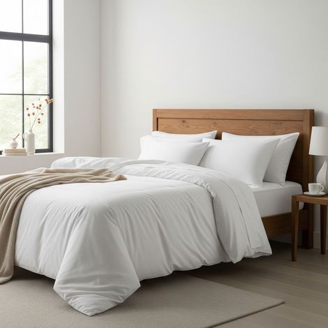 Parure de lit 240x220 100% coton blanc Terre de Nuit
