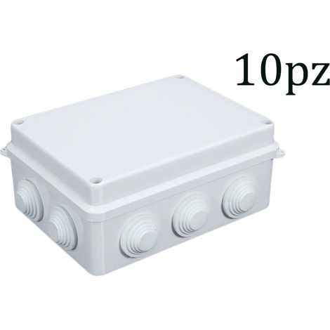 Cassetta derivazione 10pz 10 fori passacavo stagna 15x11 impermeabile coperchio (1/3)