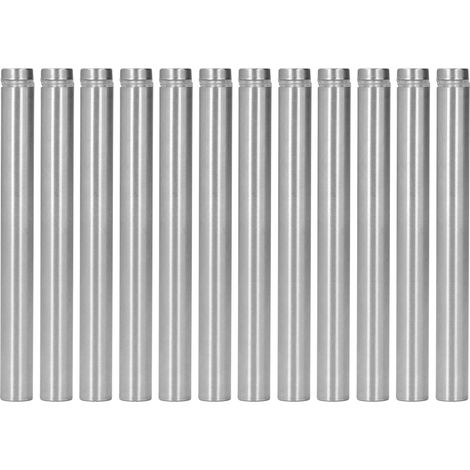 Lot de 12 vis d'écartement, clous publicitaires, support de panneau en acier inoxydable, fixations murales 12 x 120 mm
