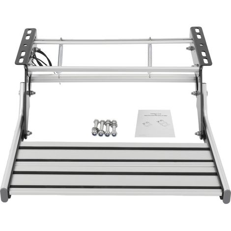 Escalón para caravana, aleación de aluminio duradera, tira de luces LED, plateado (1/2)