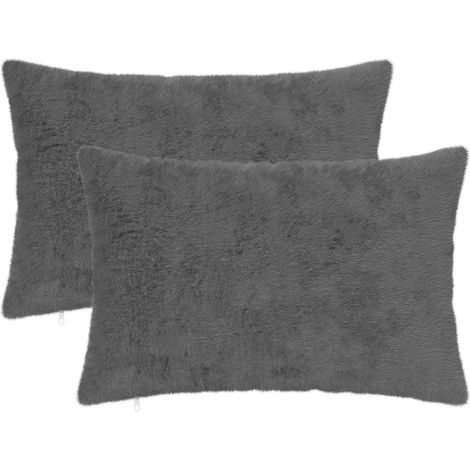 Housse de coussin 2 pc HEERLEN Gris foncé 50 x 75 cm