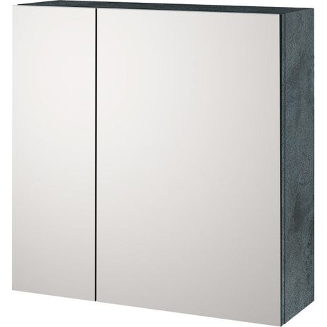 Specchio contenitore ASHER a 2 ante bianco pietra in melaminico e vetro 60 cm. (1/2)