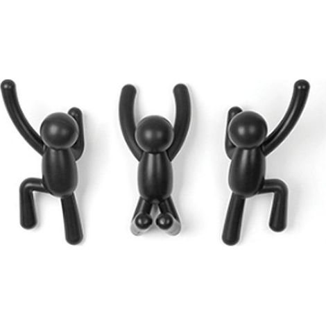 Ganchos. Ganchos de pared. Perchero decorativo. Juego de 3 ganchos de pared. Negro. (1/3)