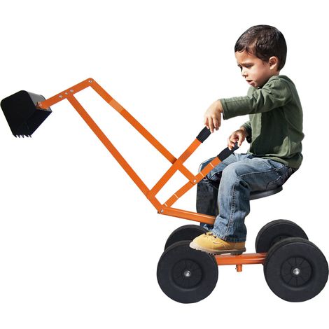 Excavadora de arenero 105 x 33 x 38,5 cm para juego seguro desarrollo de habilidades motoras y diversión al aire libre acero amarillo 200020011