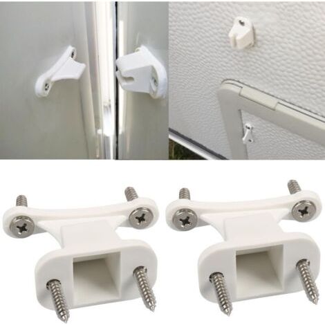 Set mit 2 Türstoppern für Wohnwagen/Wohnmobile, weiß, Kunststoff-Ersatzteile, 8 Schrauben, für Wohnmobile und Boote