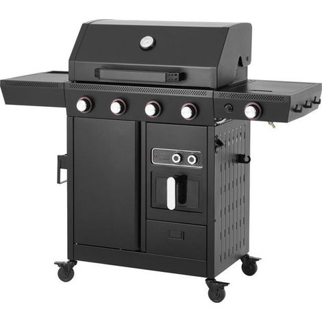 Barbecue a gaz - Cookingbox - Airgrill - 4 brûleurs - Fonction Air Fryer - Cuve en acier - Grilles de cuisson en fonte émaillée (1/5)