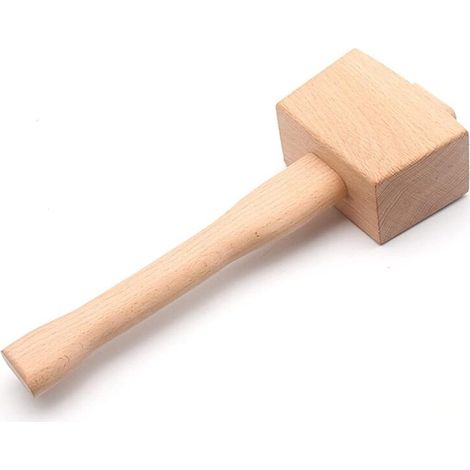 Zimmermannshammer aus Holz, Hammer mit Stiel, Buchenholz, abgewinkelter Schlag für Heimwerkerarbeiten, 245 mm