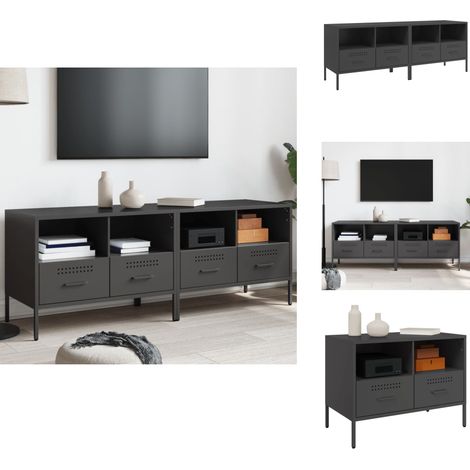 TV-Schränke 2 Stk. Schwarz 68x39x50,5 cm Stahl - Industrielles Design - TV-Stand - Fernsehschrank - Regal - Aufbewahrung (1/5)