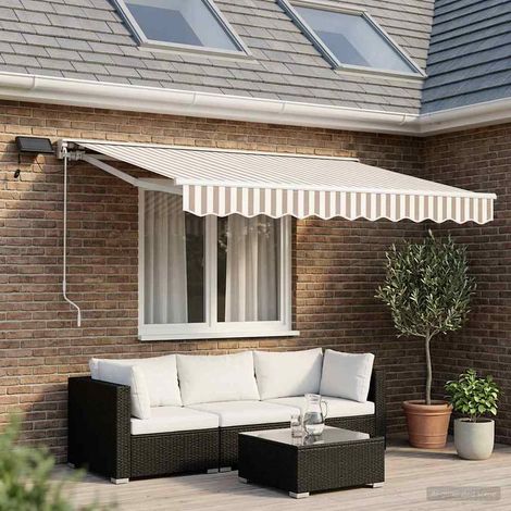 Armazón de toldo manual con LEDs Gris claro y . 3,5 x 2 m
