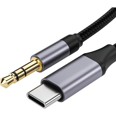 Câble USB C vers 3.5mm Jack 2M, Cable Auxiliaire USB C Jack  Rallonge Auxiliaire Stéréo pour Audio Voiture, Compatible avec 16/15 Plus Pro Max, S24/S23/S22/S21 Ultra, Pixel (1/5)