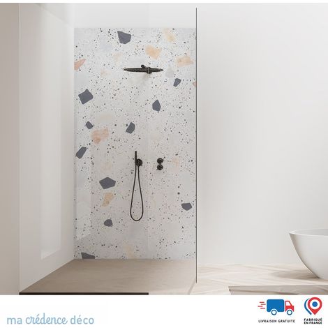 Panneau de douche : Terrazo coloré et graphique 2 - Couleur Rose - Alu composite - 120 - 245 (1/2)