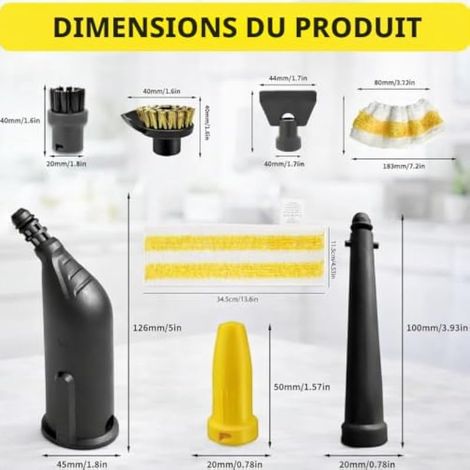 Lot de 16 Accessoires pour Nettoyeur Vapeur Karcher Easyfix SC1 SC2 SC3 SC4 SC5 Kit de Brosses Rondes Buse Embouchure Pièces de rechange Nettoyage Sols, Vitres, Carrelage (1/3)
