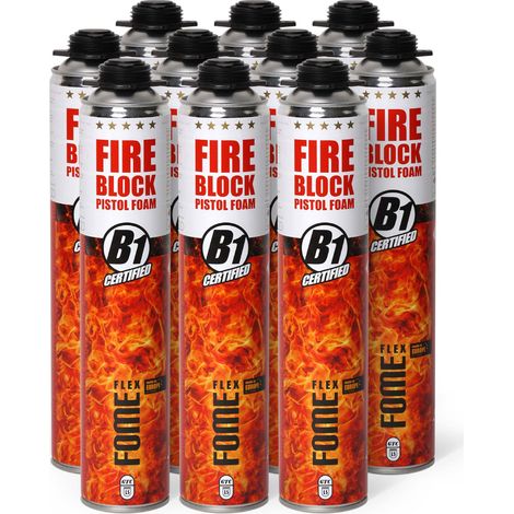 Mousse polyuréthane coupe-feu FOME FLEX Fire Block – pistolable, haute résistance, joints minéraux & métalliques – 750 ml – Lot de 10 pièces (1/5)