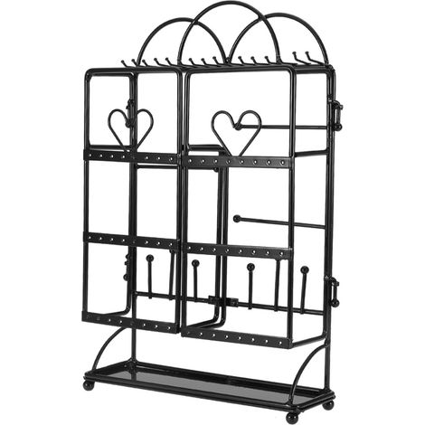 Grand présentoir noir pour bijoux, colliers, bracelets et pendentifs, rangement à grande capacité et affichage organisé. (1/5)