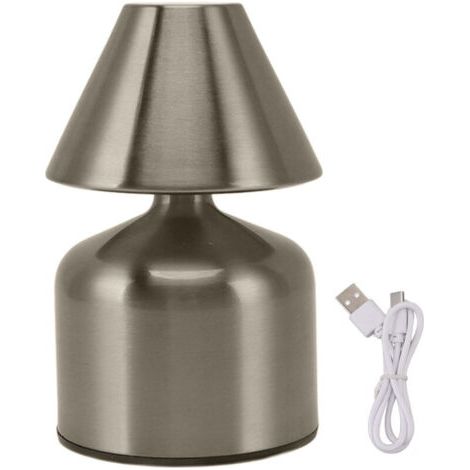 Eosnow Lampe de bureau tactile à gradation continue 3W, 1800mAh, sans fil, 3 couleurs, lampe de chevet Rechargeable pour Bar, argent (1/4)