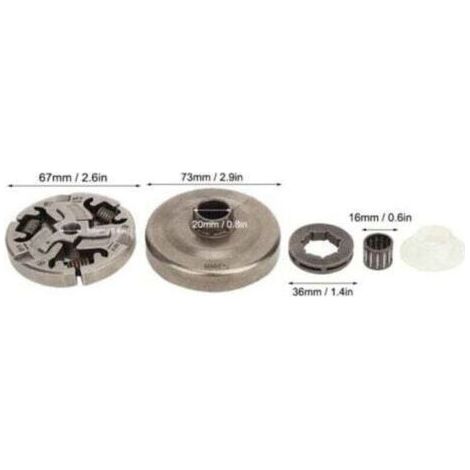 Tamburo frizione per motosega Husqvarna 355 357 357XP 359 con 7 denti e pignone a 7 denti, compatibile con modelli EPA. (1/3)