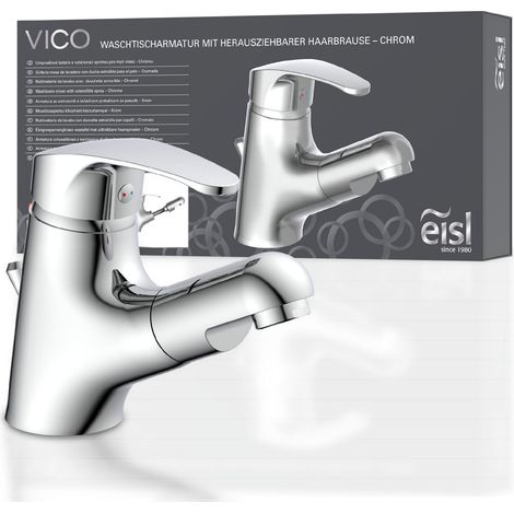 EISL Wasserhahn Bad Einhebelmischer Badezimmer Badarmatur Waschtischarmatur Waschbecken Waschtischbatterie Herausziehbare Brause Klein NI075TCO (1/10)