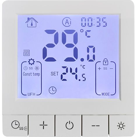 Thermostat Chauffage Sol Électrique Fil Pilote 16A Programmable Écran LCD Minuterie 24H Contrôle Précis ±1°C pour (1/5)