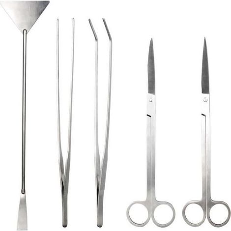 Plantes à outils d\\'aquarium en acier inoxydable 5 en 1 Outils d\\'aquascaping pour aquarium (ciseaux, spatule de substrat, pince à épi-Ywey (1/5)