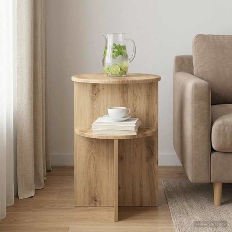 vidaXL  Side Table  Artisan Oak Ø 39.5 x 55 cm Engineered Wood