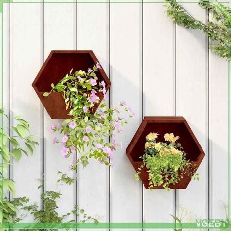 Jardinière murale - FAFEICY - 823684 - Acier Corten - 30x10x25 cm - Lot de 2 (1/5)