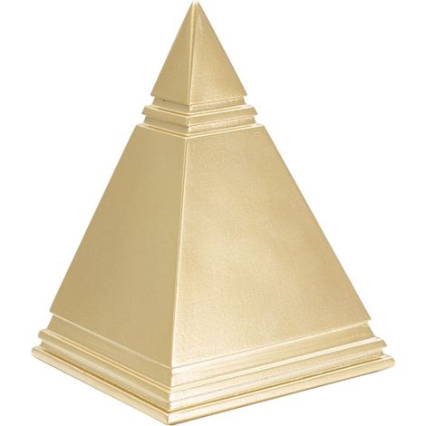 Scultura Piramide Gold in resina dorata