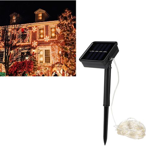 50 LED-Solar-Lichterkette, 8 Beleuchtungsmodi, Außendekoration, IP44 wasserdicht, warmweiß (1/5)