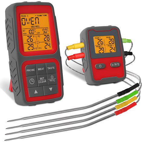 Termometro per carne wireless con allarme e magnete, portata 150 m
