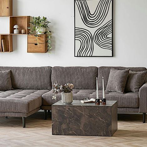Table basse rectangulaire design effet marbre brun TORANO (1/5)