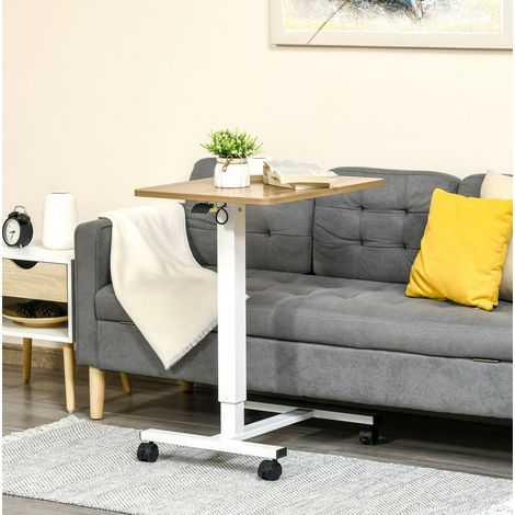 MEUBLIV Bureau réglable en hauteur 65x48 cm naturel blanc – sur roulettes, 70 kg (1/5)