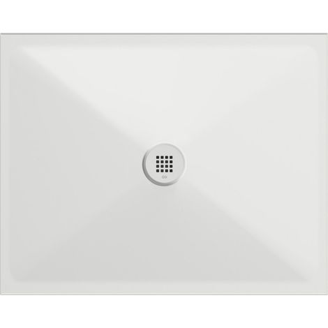 Receveur de douche rectangulaire en céramique 100x80x2cm, blanc mat