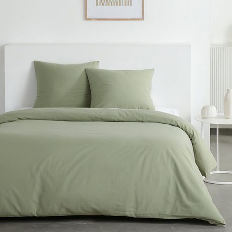 Parure de lit - TODAY - Essential - 2 personnes - 220 x 240 cm - Effet lavé sauge (1/2)
