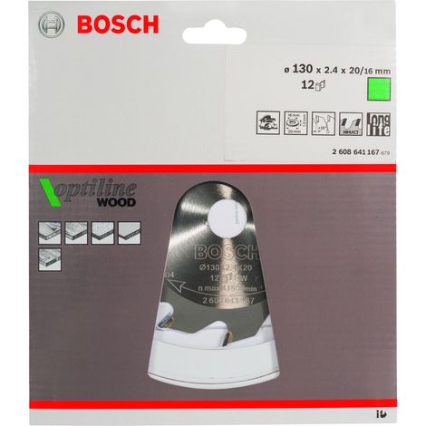 Hoja de sierra circular Optiline Wood 130 x 20/16 x 24 mm 12 BOSCH 2608641167