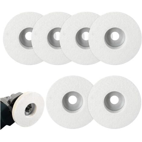 royaluxe -Lot De 6 Disque De Polissage, Disques De Polissage En Laine Feutre De Laine Roue De Polissage Outil De Meulage Pour Polissage Verre, Céramique, Plastique, Métal, Marbr (Blanc) (1/5)