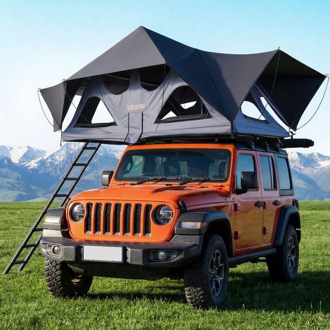 VEVOR Tenda Tetto Pieghevole da Auto Capienza ca. 2-3 Persone Tenda Sopra Auto Pieghevole da Campeggio Telaio in Alluminio con Finestre Scala Telescopica, Impermeabile da Esterno per Jeep SUV Pickup (1/5)
