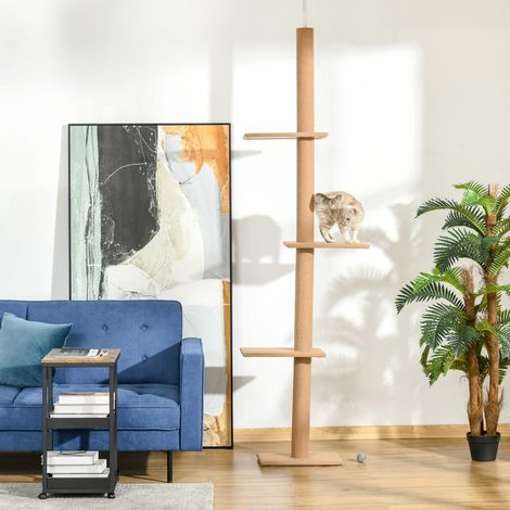 Boden-Decken-Kratzbaum, höhenverstellbar, 43 x 27 x 228–260 cm, hellbeige, OKWISH (1/5)