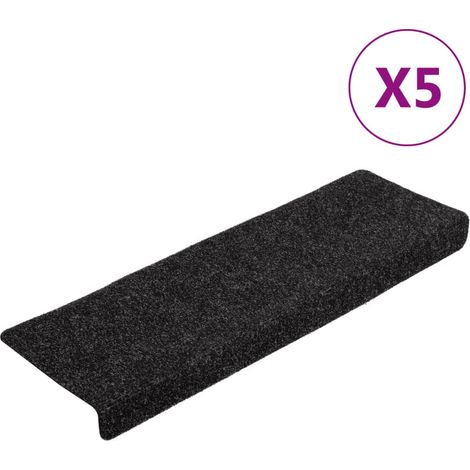 Maison Exclusive - Tappetini per scale autoadesivi 5 pz 65x21x4 cm neri con bordo rettangolare
