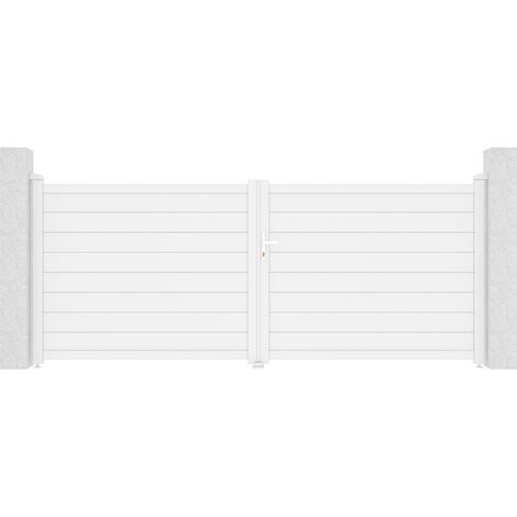 Casanoov – Portail battant aluminium 3,5m plein H.145cm – Résistant à la corrosion – Intimité totale – Accessoires inclus – Coloris blanc mat