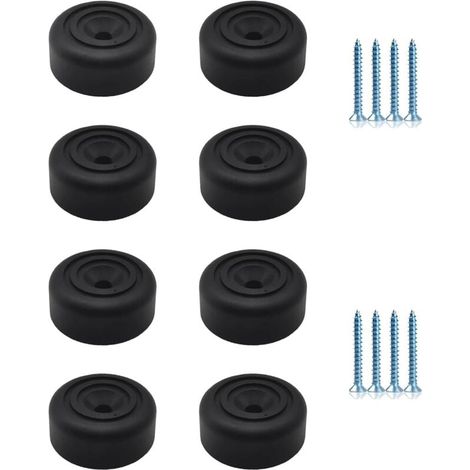 Pieds de meubles noirs, ensemble de 8 pièces, pieds de meubles ronds, 33 mm de diamètre x 13 mm de hauteur, pieds de meubles en plastique, pieds de canapé avec 8 vis, conviennent aux armoires, canapés (1/4)