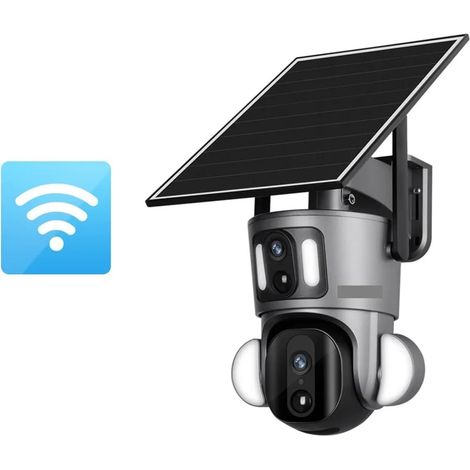 Caméra de sécurité à domicile Double écran 4G caméra de liaison de sécurité solaire extérieure 2K HD PTZ double détection PIR caméra de vidéosurveillance à suivi automatique humain(4MP WiFi No Card) (1/5)
