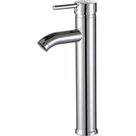 Tall and slim bathroom sink faucet, hot and cold water mixer tap, 360-degree swivel design, suitable for countertop installation (1/4)
