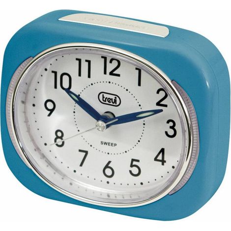 Trevi SL 3040 Sveglia Analogica Silenziosa con Retroilluminazione LED e Ampio Quadrante, Movimento SWEEP Senza Ticchettio, Funzione Snooze, Funzionamento con Batteria Stilo AA, Facile Utilizzo, Blu