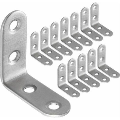 50 Équerres de Fixation en Acier Inoxydable 40x40mm – Supports d'Angle Argentés pour Réparation, Assemblage et Renforcement de Meubles (1/5)