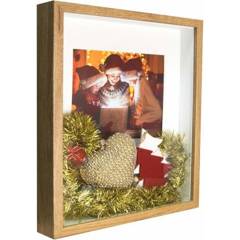 Cadre Photo - 28 x 35 cm - Profondeur 3 cm - Bois Ingénierie MDF - Finition Chêne - 1 Pièce (1/4)