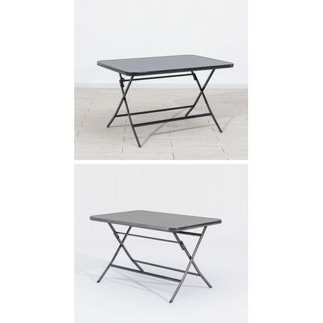Gardissimo Kunststoff Klapptisch "Tara", Partytisch, höhenverstellbar für den Garten, anthrazit, 120 x 80 x 72 cm (L x B x H)